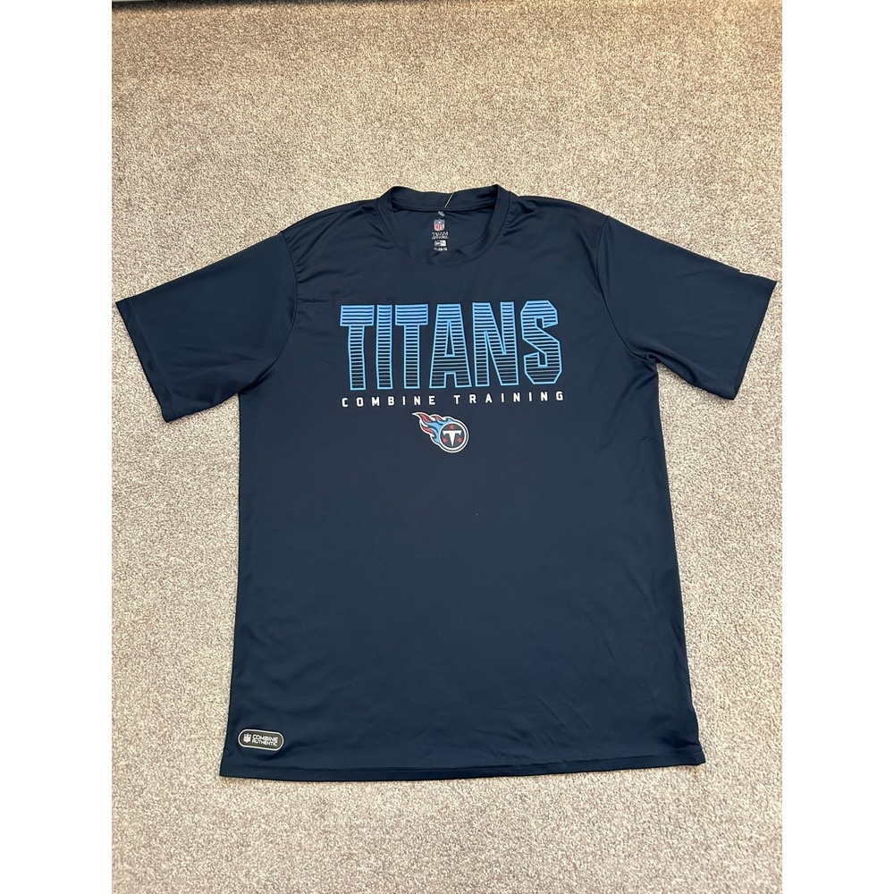 NFL Team Apparel Titans Combine Training Shirt Mens XL Navy Blue Excellent Tee
